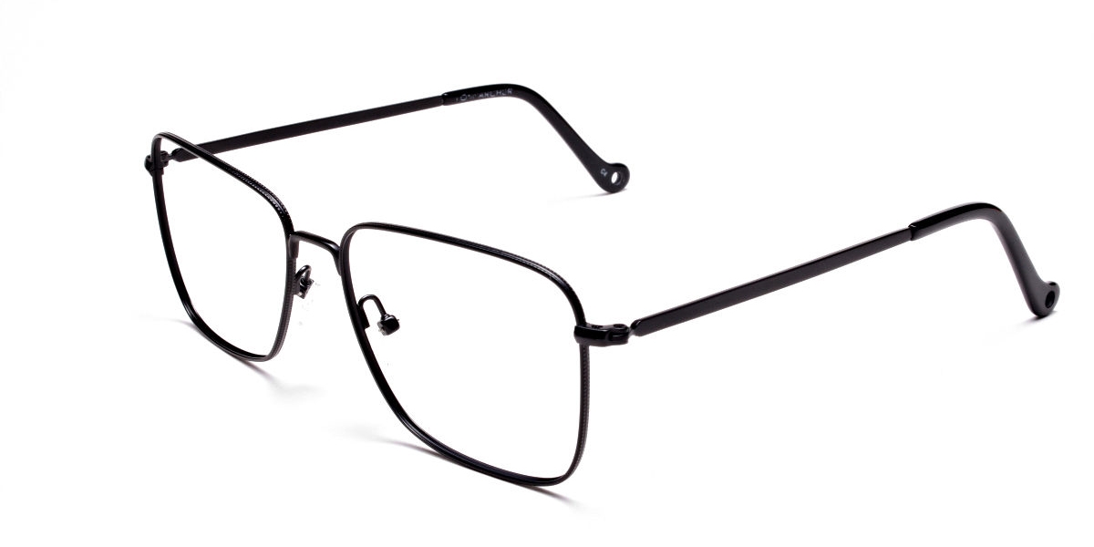 Metal full rim square frames in Black – ALFRED PB4 by Tom Archer
